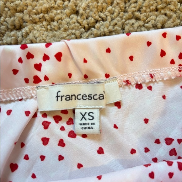 Francesca’s Naomi Heart Print Satin Midi Skirt | Size XS | NWT - Picture 7 of 9
